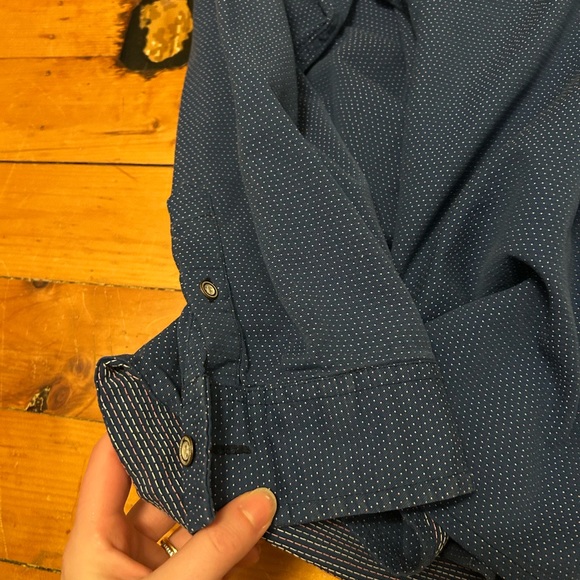 Carbon 2 Cobalt Flannel Shirt Men's xXL Blue Polka Dot Oxford Cotton Poocket - Picture 2 of 6